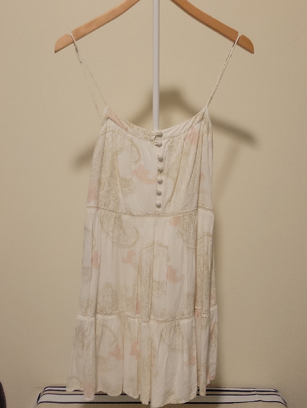 Urban Outfitters Cream Dress with Light Gold Paisley Print
